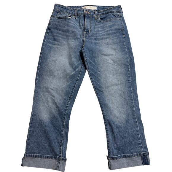Levi Strauss Signature Mid-Rise Capri Jeans Cuffed Womens Sz 8 Blue S46148 Denim - Picture 1 of 10